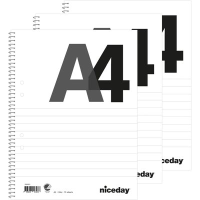 Niceday Kollegieblock A4 60g linjerat 3/fp Niceday Kollegieblock A4 60g linjerat 3/fp