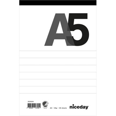 Niceday Perforerat block A5 80blad linjerat Niceday Perforerat block A5 80blad linjerat