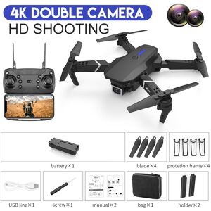 PRISMA 2023 Ny E88 RC Mini Drone 4K vidvinkel enkel/dubbel kamera Optisk flödespositionering WiFi FPV Helikopter Fällbar Selfie Quadcopter Leksakspresent dual camera 1 battery svart PRISMA 2023 Ny E88 RC Mini Drone 4K vidvinkel enkel/dubbel kamera Optisk flödespositionering WiFi FPV Helikopter Fällbar Selfie Quadcopter Leksakspresent dual camera 1 battery svart