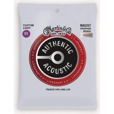 Martin MA535T Authentic Acoustic Lifespan western-gitarr-strängar, custom light Martin MA535T Authentic Acoustic Lifespan western-gitarr-strängar, custom light