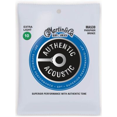 Martin MA530 Authentic Acoustic SP western-gitarr-strängar, extra light Martin MA530 Authentic Acoustic SP western-gitarr-strängar, extra light