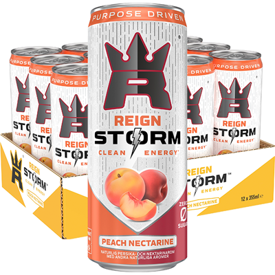 Reign Storm Energy Peach Nectarin 355x12 Reign Storm Energy Peach Nectarin 355x12