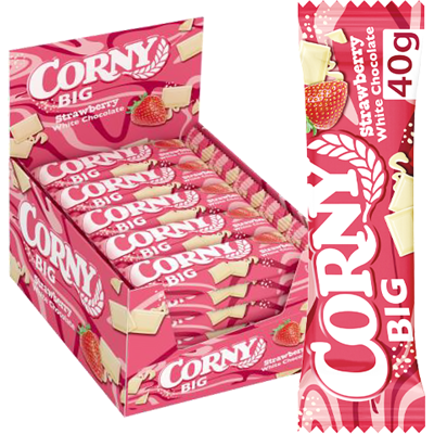 Corny Big Strawberry White Choc 40gx24st Corny Big Strawberry White Choc 40gx24st