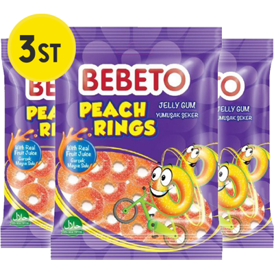 3st - Bebeto Peach Rings 80g 3st - Bebeto Peach Rings 80g