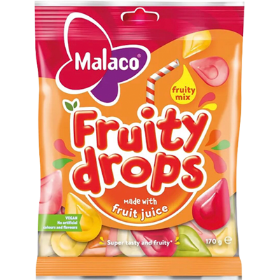 Malaco Fruity Drops Frutiy Mix 170g Malaco Fruity Drops Frutiy Mix 170g