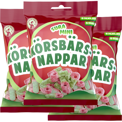 3st - Sura Mini Körsbärsnappar 70g 3st - Sura Mini Körsbärsnappar 70g