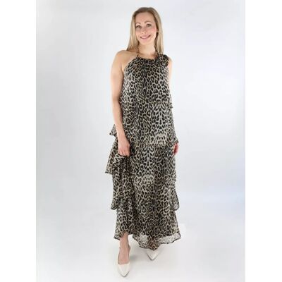 Pieces leopardmönstrad klänning Långskiktad svart/leo Pieces leopardmönstrad klänning Långskiktad svart/leo