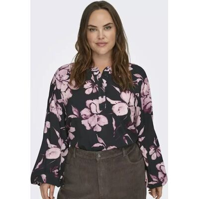 Only Carmakoma plus size skjorta svart/blommig Only Carmakoma plus size skjorta svart/blommig