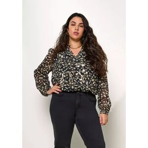 Only Carmakoma plus size skjorta dam V-ringad svart/lurex Only Carmakoma plus size skjorta dam V-ringad svart/lurex