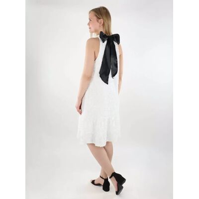 Vero Moda paljettklänning med fluga Halter star vit Vero Moda paljettklänning med fluga Halter star vit