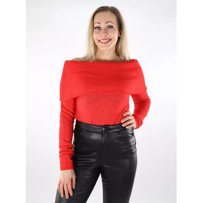 Pieces damtröja Off Shoulder högriskröd Pieces damtröja Off Shoulder högriskröd