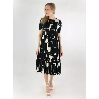 Vero Moda mönstrad klänning O-ringad Calf black/white abst Vero Moda mönstrad klänning O-ringad Calf black/white abst
