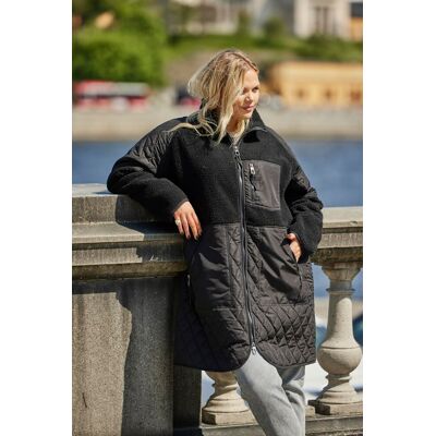 Only Carmakoma plus size teddyjacka Ohio Fleece svart Only Carmakoma plus size teddyjacka Ohio Fleece svart