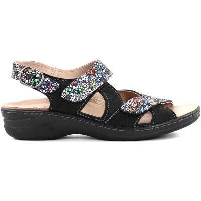 Belvida Sandaler 31007 svart/mix flor Belvida Sandaler 31007 svart/mix flor