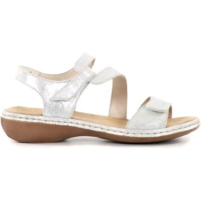 Rieker damsandaler i äkta läder 659C7-93 silver Rieker damsandaler i äkta läder 659C7-93 silver
