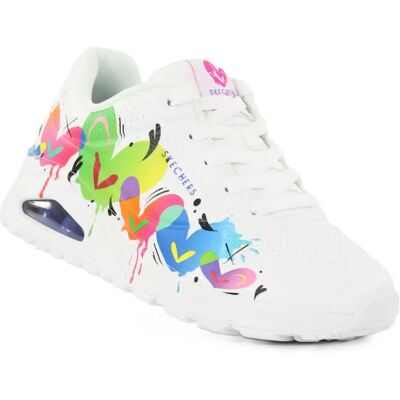 Skechers damsneakers 190008/WMLT UNO - OPEN YOUR HEART vit/multifärgad Skechers damsneakers 190008/WMLT UNO - OPEN YOUR HEART vit/multifärgad