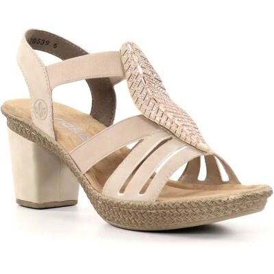 Rieker högklackade sandaler för damer 66526-62 beige Rieker högklackade sandaler för damer 66526-62 beige