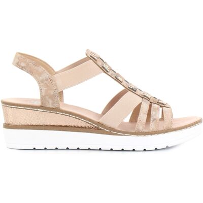 Rieker Sandaler med kilklack V3822-31 rosa Rieker Sandaler med kilklack V3822-31 rosa