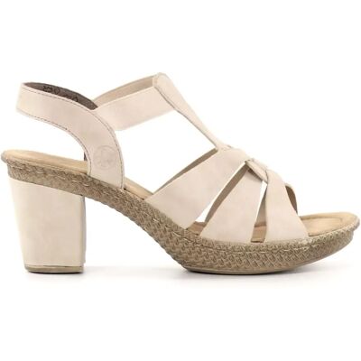 Rieker högklackade sandaler för damer 665K3-62 beige Rieker högklackade sandaler för damer 665K3-62 beige
