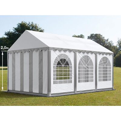 TOOLPORT 4x6 m partytält, med bottenram, PVC 800, grå-vit - (5369) TOOLPORT 4x6 m partytält, med bottenram, PVC 800, grå-vit - (5369)