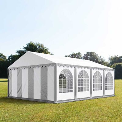TOOLPORT 5x8 m partytält, med bottenram, PVC 800, grå-vit - (5371) TOOLPORT 5x8 m partytält, med bottenram, PVC 800, grå-vit - (5371)