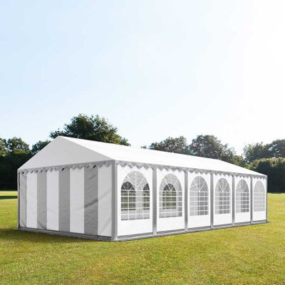 TOOLPORT 6x12 m partytält, med bottenram, PVC 800, grå-vit - (5374) TOOLPORT 6x12 m partytält, med bottenram, PVC 800, grå-vit - (5374)