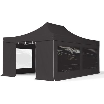 TOOLPORT 4x6 m snabbtält, Professional aluminium, med sidodelar (panoramafönster), svart - (59067) TOOLPORT 4x6 m snabbtält, Professional aluminium, med sidodelar (panoramafönster), svart - (59067)