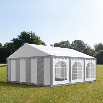 TOOLPORT 6x6 m partytält, med bottenram, PVC 750, grå-vit - (7159) TOOLPORT 6x6 m partytält, med bottenram, PVC 750, grå-vit - (7159)