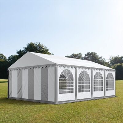 TOOLPORT 6x8 m partytält, med bottenram, PVC 800, grå-vit - (8906) TOOLPORT 6x8 m partytält, med bottenram, PVC 800, grå-vit - (8906)