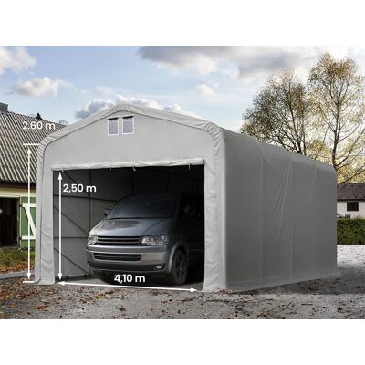 TOOLPORT Garagetält 5x8 m - 2,6 m sidohöjd med 4,1x2,5 m port, PVC 850, grå, inkl. hållfasthet (underlag: jord) - (99402) TOOLPORT Garagetält 5x8 m - 2,6 m sidohöjd med 4,1x2,5 m port, PVC 850, grå, inkl. hållfasthet (underlag: jord) - (99402)
