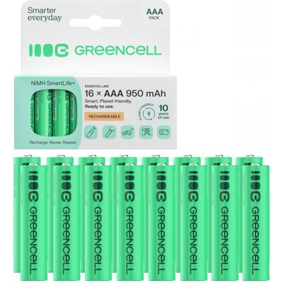 Green Cell GR12 Rechargeable Batteries 16x AAA R3 Ni-MH 950mAh GR12 Green Cell GR12 Rechargeable Batteries 16x AAA R3 Ni-MH 950mAh GR12