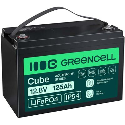 GREENCELL Green Cell CUBE LiFePO4 125Ah 12,8V 1600Wh Litiumjärnfosfatbatteri - Off-Grid GREENCELL Green Cell CUBE LiFePO4 125Ah 12,8V 1600Wh Litiumjärnfosfatbatteri - Off-Grid