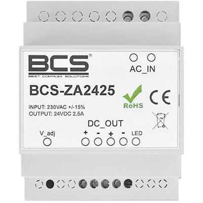 BCS -ZA2425 Justerbar strömförsörjning 24V 2.5A för -ZA2425 BCS -ZA2425 Justerbar strömförsörjning 24V 2.5A för -ZA2425
