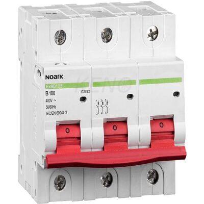 Noark Overcurrent circuit breaker 20 kA, characteristic B, 100 A 102782 Noark Overcurrent circuit breaker 20 kA, characteristic B, 100 A 102782