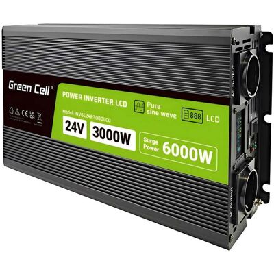 Green Cell Przetwornica napicia PowerInverter LCD 24 V INVGC24P3000LCD Green Cell Przetwornica napicia PowerInverter LCD 24 V INVGC24P3000LCD