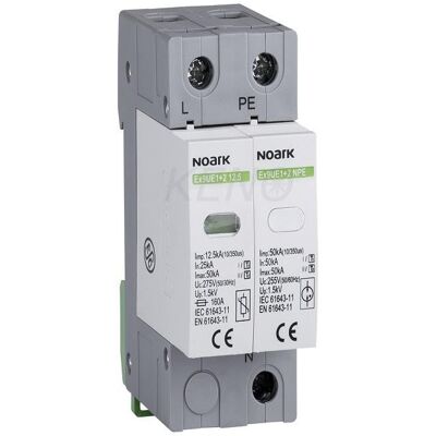 Noark surge arrester, type I+II, 275 V AC, 12.5 kA, replaceable fuse 103334 Noark surge arrester, type I+II, 275 V AC, 12.5 kA, replaceable fuse 103334