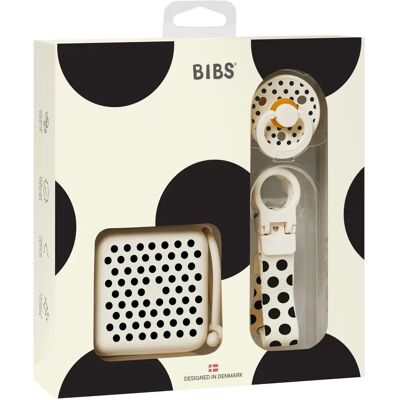 BIBS Gift Set Polka Soothe & Go Latex Ivory Black Size 2 BIBS Gift Set Polka Soothe & Go Latex Ivory Black Size 2