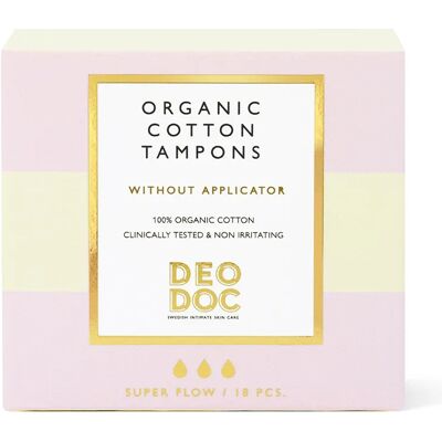 DeoDoc Ekologisk Bomullstampong Super utan Applikator 18 st DeoDoc Ekologisk Bomullstampong Super utan Applikator 18 st