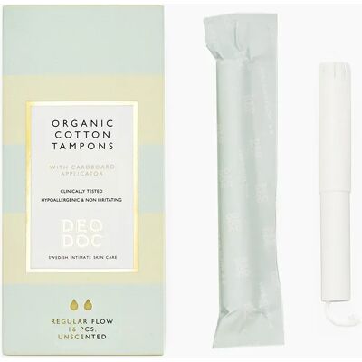 DeoDoc Ekologisk Bomullstampong Regular med Applikator 16 st DeoDoc Ekologisk Bomullstampong Regular med Applikator 16 st