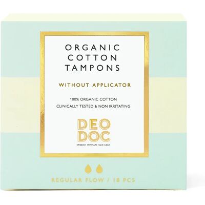 DeoDoc Ekologisk Bomullstampong Normal utan Applikator 18 st DeoDoc Ekologisk Bomullstampong Normal utan Applikator 18 st