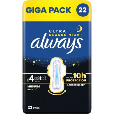 Always Ultra Secure Night Pads S4 GigaPack 22 st Always Ultra Secure Night Pads S4 GigaPack 22 st