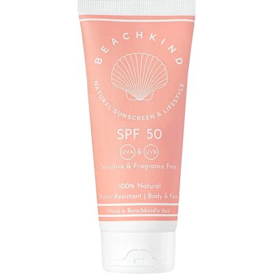 Beachkind Natural Sunscreen Sensitive Fragrance Free SPF 50, 50 ml Beachkind Natural Sunscreen Sensitive Fragrance Free SPF 50, 50 ml