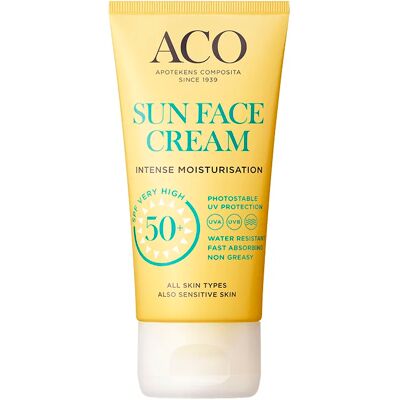 ACO Solkräm för ansiktet SPF50+ - Hög skyddsfaktor, Parfymfri, Snabbabsorberande ACO Solkräm för ansiktet SPF50+ - Hög skyddsfaktor, Parfymfri, Snabbabsorberande