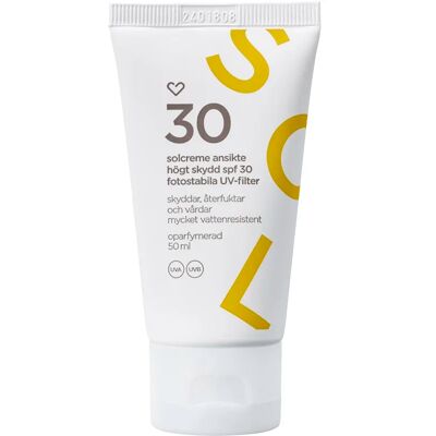 Hjärtats Solkräm Ansikte Oparfymerad SPF 30, 50 ml Hjärtats Solkräm Ansikte Oparfymerad SPF 30, 50 ml