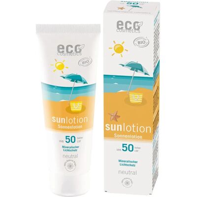 Eco Cosmetics Sollotion Neutral Sheasmör & Nattljus SPF 50, 125 ml Eco Cosmetics Sollotion Neutral Sheasmör & Nattljus SPF 50, 125 ml