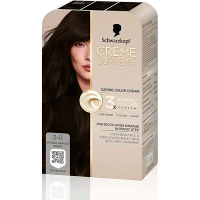 Schwarzkopf Creme Supreme 3-0 Natural Darkest Brown Schwarzkopf Creme Supreme 3-0 Natural Darkest Brown
