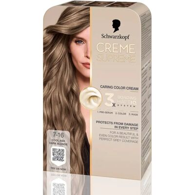 Schwarzkopf Creme Supreme 7-16 Cool Ash Dark Blonde Schwarzkopf Creme Supreme 7-16 Cool Ash Dark Blonde