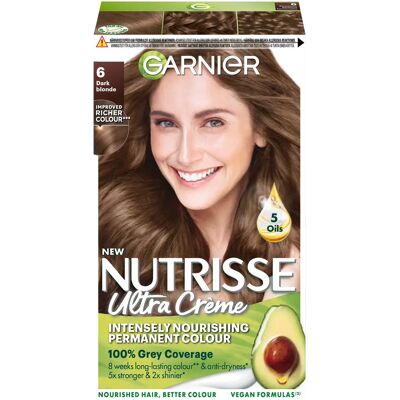 Garnier Nutrisse Mörkblond Hårfärg - Naturligt Utseende, Långvarig, 3x Glans Garnier Nutrisse Mörkblond Hårfärg - Naturligt Utseende, Långvarig, 3x Glans