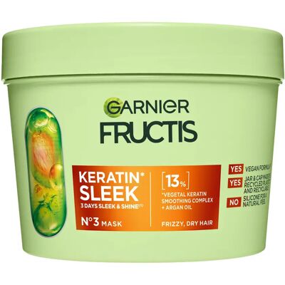 Garnier - Fructis Keratin Sleek Mask - Hårinpackning för Torrt och Frissigt Hår Garnier - Fructis Keratin Sleek Mask - Hårinpackning för Torrt och Frissigt Hår