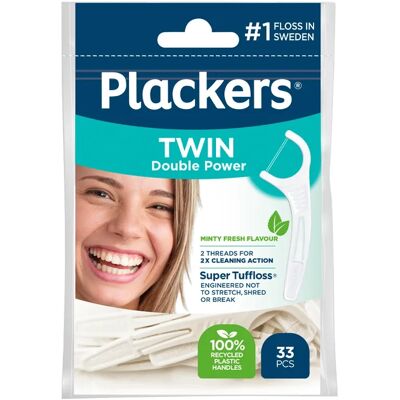 Plackers Twin - Tandtråd - Mynt - Effektiv rengöring Plackers Twin - Tandtråd - Mynt - Effektiv rengöring